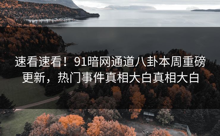 速看速看!91暗网通道八卦本周重磅更新,热门事件真相大白真相大白