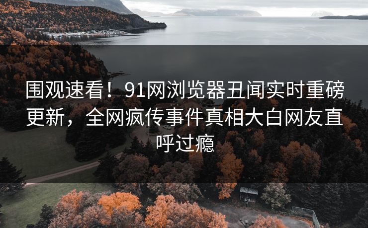 围观速看!91网浏览器丑闻实时重磅更新,全网疯传事件真相大白网友直呼过瘾