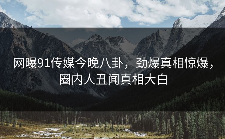 网曝91传媒今晚八卦,劲爆真相惊爆,圈内人丑闻真相大白