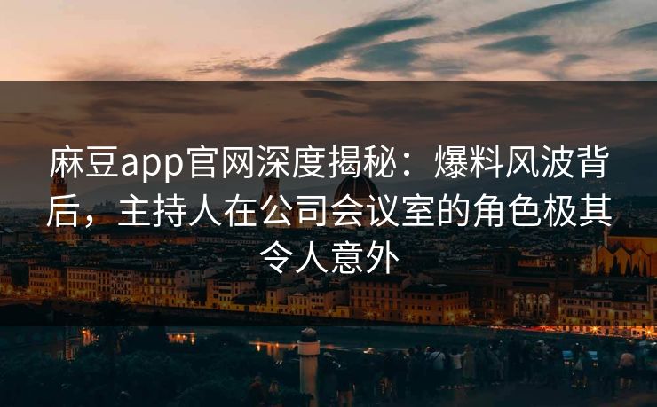 麻豆app官网深度揭秘：爆料风波背后，主持人在公司会议室的角色极其令人意外