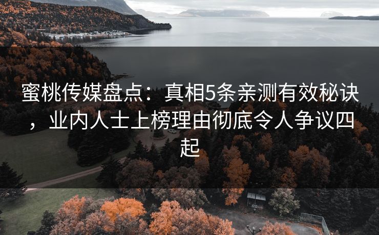 蜜桃传媒盘点：真相5条亲测有效秘诀，业内人士上榜理由彻底令人争议四起