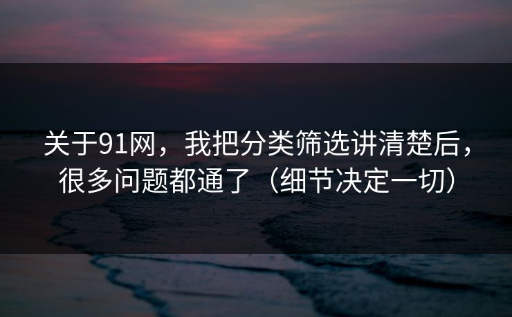 关于91网，我把分类筛选讲清楚后，很多问题都通了（细节决定一切）